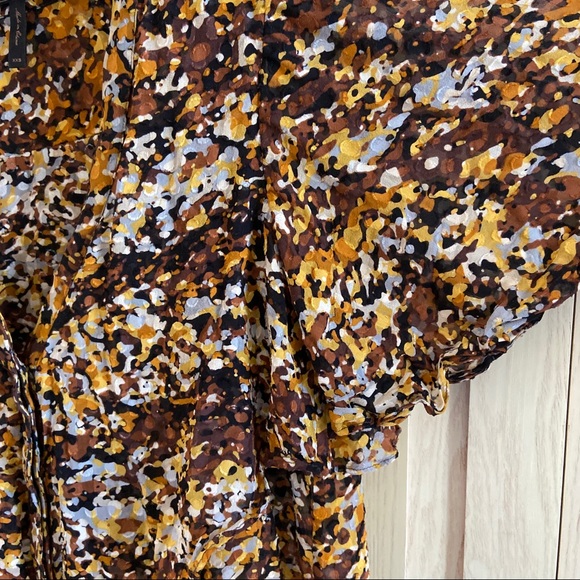 BCBGMAXAZRIA 100% Silk Fall Floral-ish Capelet Blouse | Size XXS - Picture 5 of 10